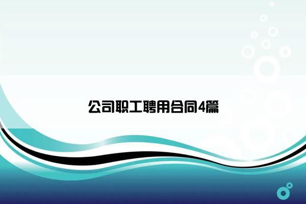 公司职工聘用合同4篇
