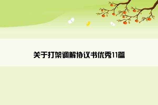关于打架调解协议书优秀11篇