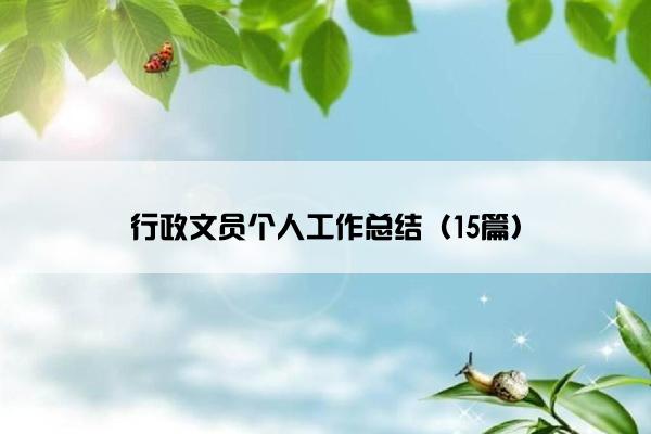 行政文员个人工作总结（15篇）
