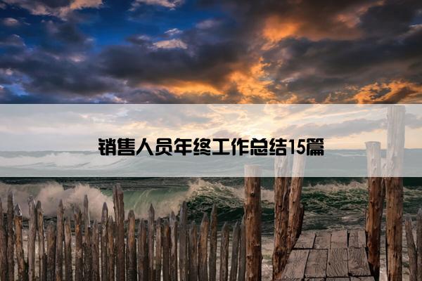 销售人员年终工作总结15篇 销售人员年终工作总结15篇