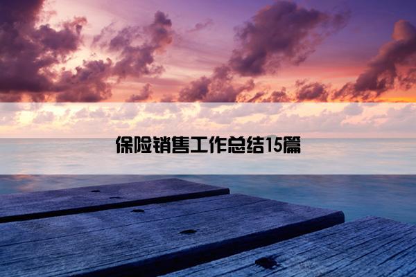 保险销售工作总结15篇