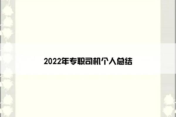 2022年专职司机个人总结
