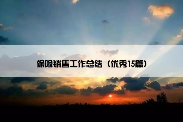 保险销售工作总结（优秀15篇）