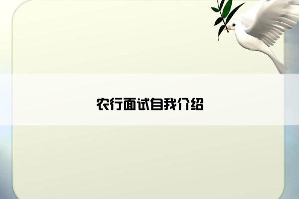 农行面试自我介绍