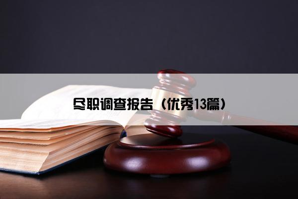 尽职调查报告（优秀13篇）