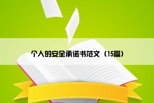 个人的安全承诺书范文（15篇）