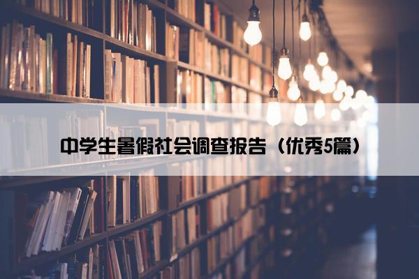 中学生暑假社会调查报告（优秀5篇）