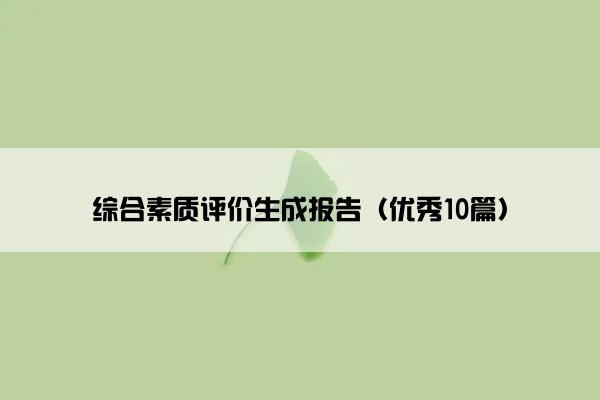 综合素质评价生成报告（优秀10篇）