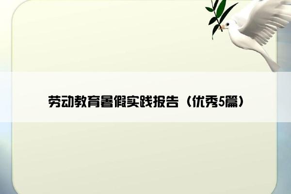 劳动教育暑假实践报告（优秀5篇）