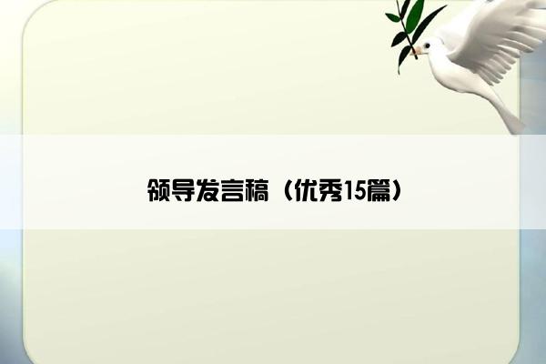 领导发言稿（优秀15篇）