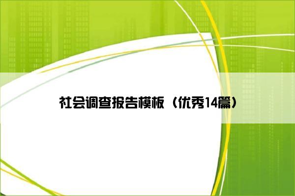 社会调查报告模板（优秀14篇）