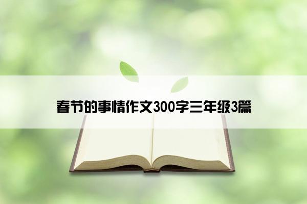 春节的事情作文300字三年级3篇