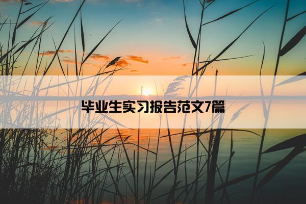 毕业生实习报告范文7篇