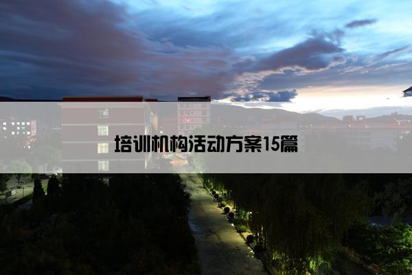 培训机构活动方案15篇