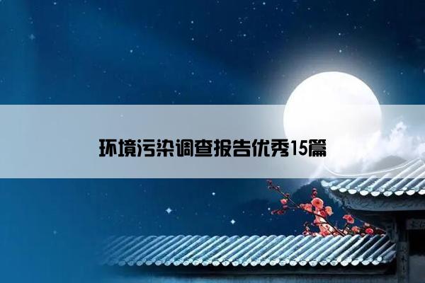 环境污染调查报告优秀15篇