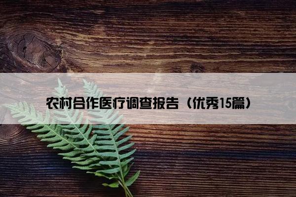 农村合作医疗调查报告（优秀15篇）
