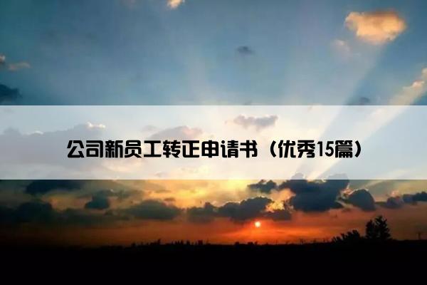公司新员工转正申请书（优秀15篇）