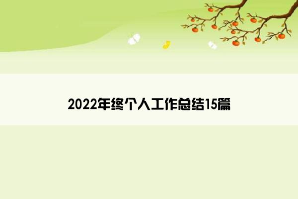 2022年终个人工作总结15篇 2022年终个人工作总结15篇