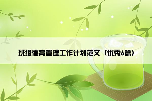 班级德育管理工作计划范文（优秀6篇）
