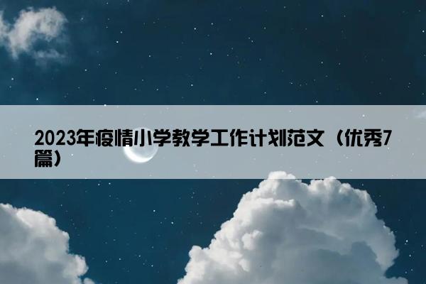 2023年疫情小学教学工作计划范文（优秀7篇）