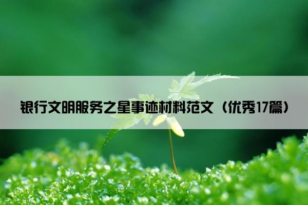 银行文明服务之星事迹材料范文（优秀17篇）