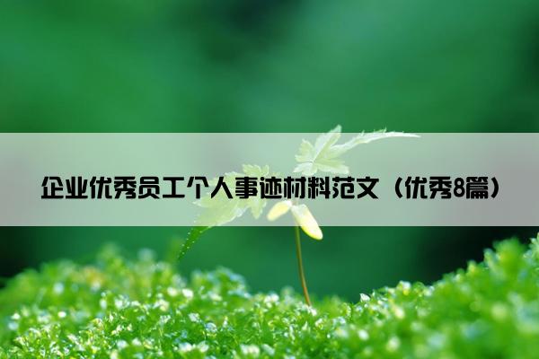 企业优秀员工个人事迹材料范文（优秀8篇）
