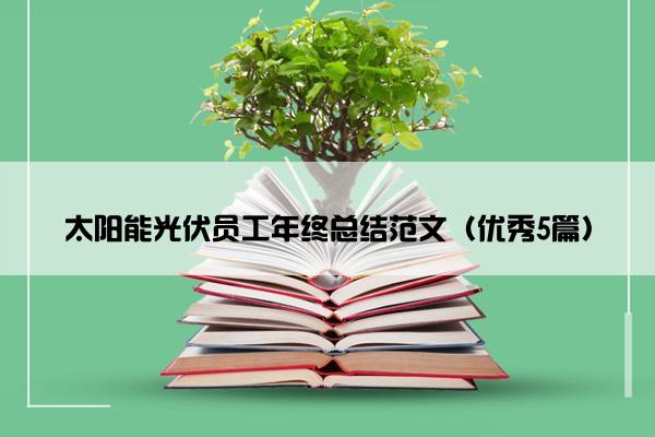 太阳能光伏员工年终总结范文（优秀5篇）