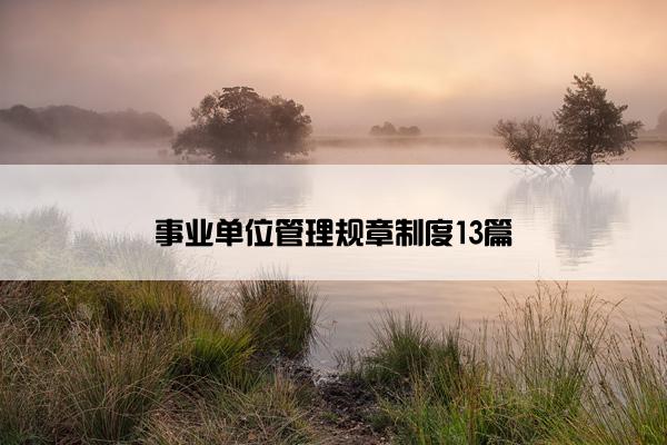 事业单位管理规章制度13篇