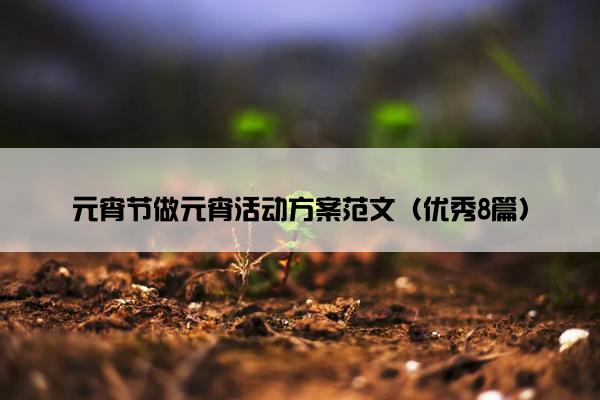 元宵节做元宵活动方案范文（优秀8篇）
