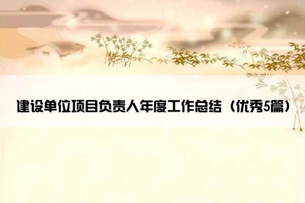 建设单位项目负责人年度工作总结（优秀5篇）