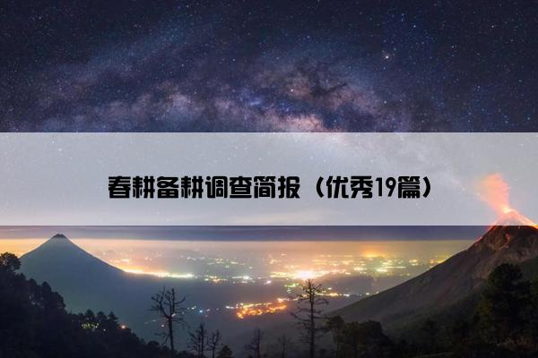 春耕备耕调查简报（优秀19篇）