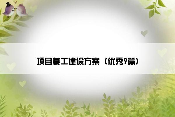 项目复工建设方案（优秀9篇）