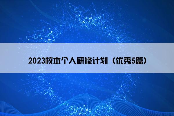 2023校本个人研修计划（优秀5篇）