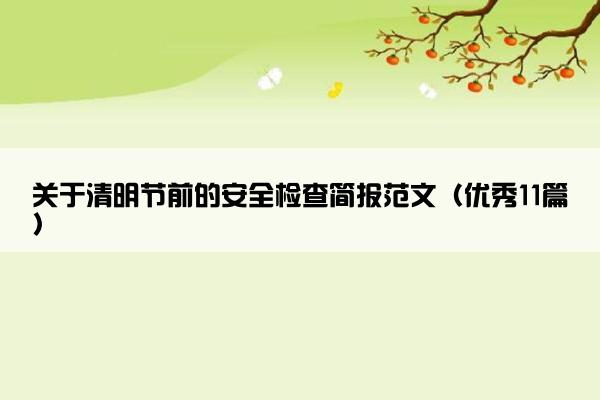 关于清明节前的安全检查简报范文（优秀11篇）