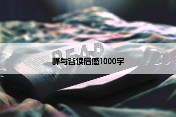 峰与谷读后感1000字