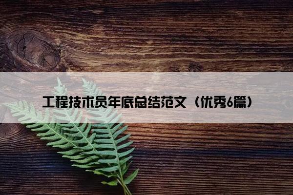 工程技术员年底总结范文（优秀6篇）
