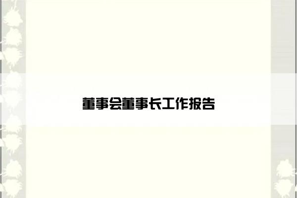 董事会董事长工作报告