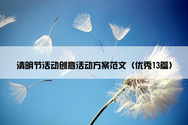 清明节活动创意活动方案范文（优秀13篇）