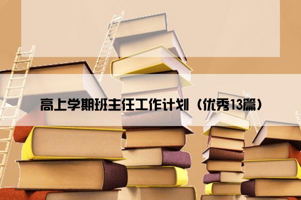 高上学期班主任工作计划（优秀13篇）