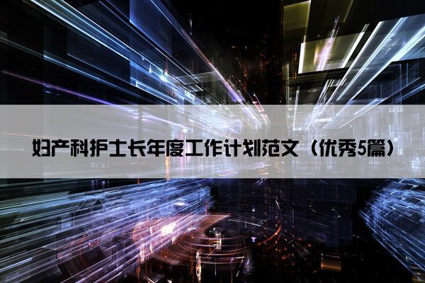 妇产科护士长年度工作计划范文（优秀5篇）