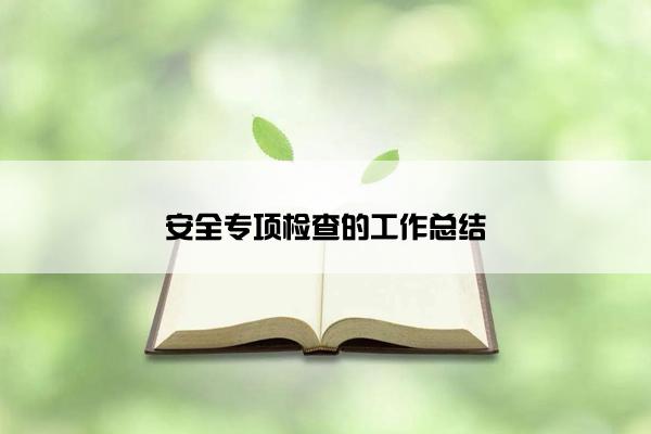 安全专项检查的工作总结