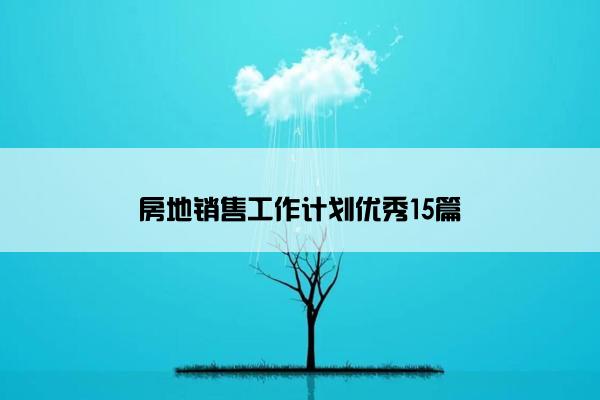 房地销售工作计划优秀15篇