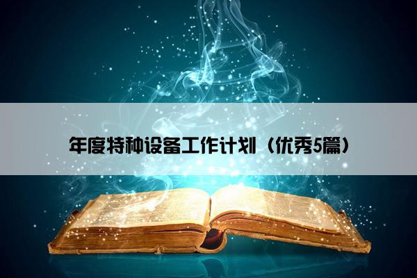 年度特种设备工作计划（优秀5篇）