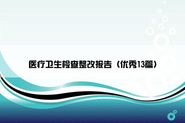 医疗卫生检查整改报告（优秀13篇）