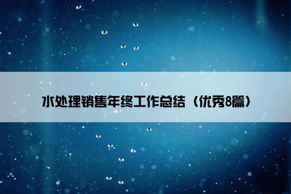 水处理销售年终工作总结（优秀8篇）