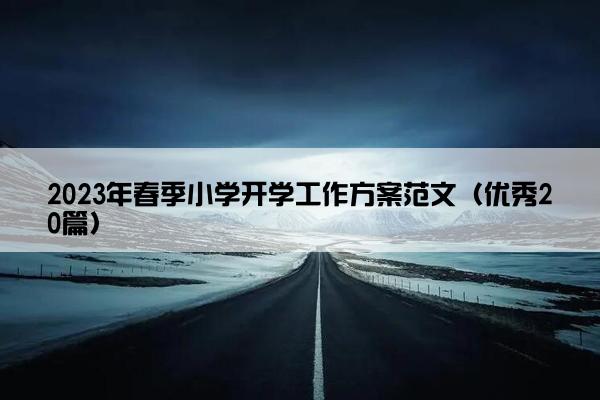 2023年春季小学开学工作方案范文（优秀20篇）