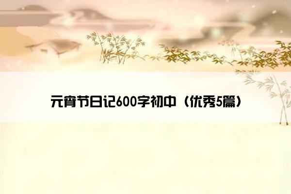 元宵节日记600字初中（优秀5篇）