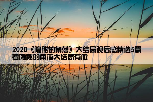 2020《隐秘的角落》大结局观后感精选5篇看隐秘的角落大结局有感