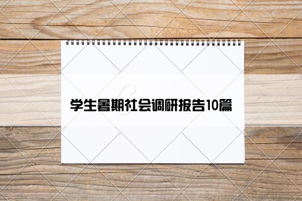学生暑期社会调研报告10篇 学生暑期社会调研报告10篇