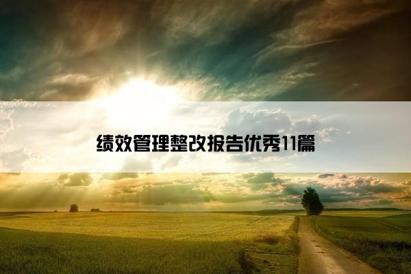 绩效管理整改报告优秀11篇